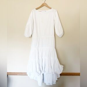 Anthropologie LOVE Binetti white Poplin Tiered Midi Dress